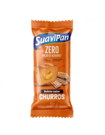 BOLINHO CHURROS COM RECHEIO DE DOCE DE LEITE ZERO AÇÚCAR DP 12X40G - SUAVIPAN