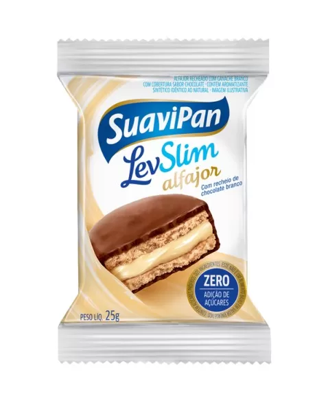 ALFAJOR ZERO RECHEIO CHOCOLATE BRANCO DISPLAY 12X25G - SUAVIPAN