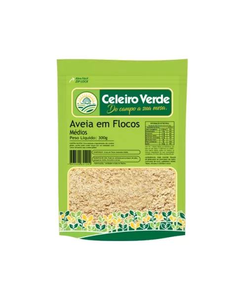 AVEIA EM FLOCOS MÉDIOS 300G - CELEIRO VERDE