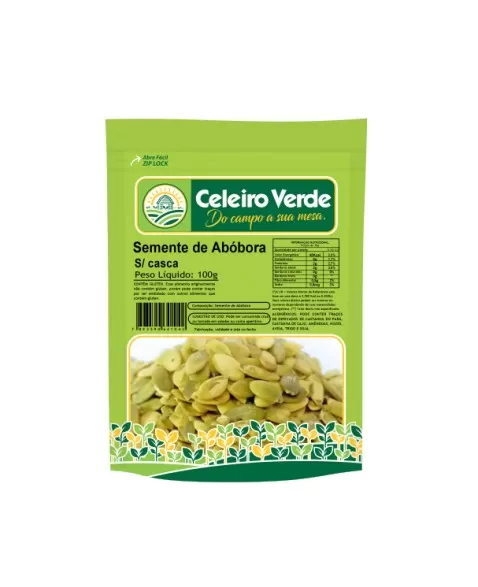 SEMENTE DE ABÓBORA SEM CASCA 100G - CELEIRO VERDE