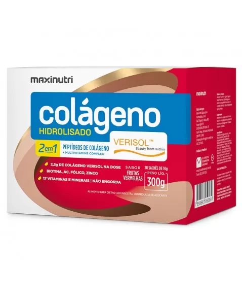 MAXINUTRI COLAGENO HIDROLISADO FRUTAS VERMELHAS DP 30X10G