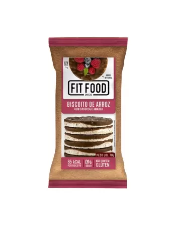 BISCOITO DE ARROZ COM CHOCOLATE AMARGO SEM GLÚTEN 70G - FIT FOOD/LATINEX