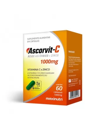 ASCORVIT-C E ZINCO 60 CÁPSULAS - MAXINUTRI