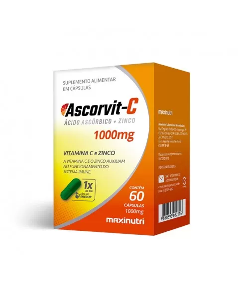 ASCORVIT-C E ZINCO 60 CÁPSULAS - MAXINUTRI