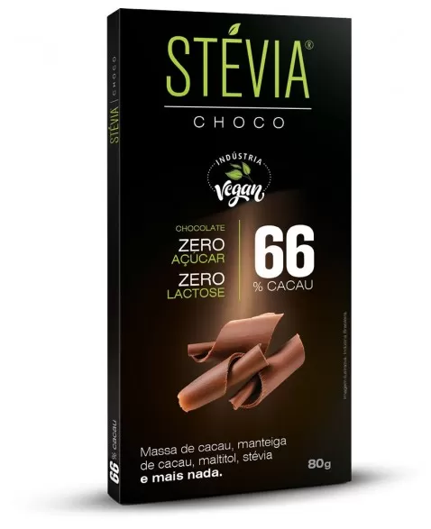 STÉVIA CHOCO 66% CACAU DP 6X80G - GENEVY