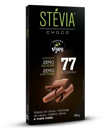 STÉVIA CHOCO 77% CACAU DP 6X80G - GENEVY