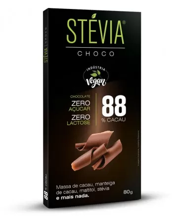 STÉVIA CHOCO 88% CACAU DP 6X80G - GENEVY 