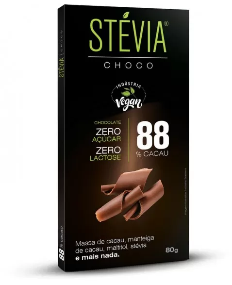 STÉVIA CHOCO 88% CACAU DP 6X80G - GENEVY 