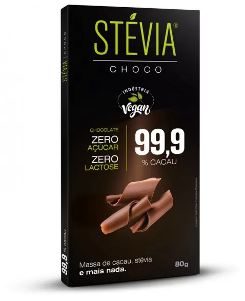 STÉVIA CHOCO 99,9% CACAU DP 6X80G - GENEVY 