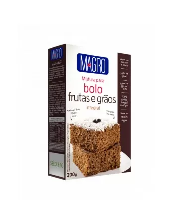 PÓ PARA BOLO FRUTAS E GRÃOS INTEGRAL 200G - MAGRO