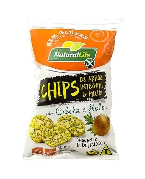 NATURALLIFE CHIPS ARROZ INT MILHO CEB E SALSA S/G 70G