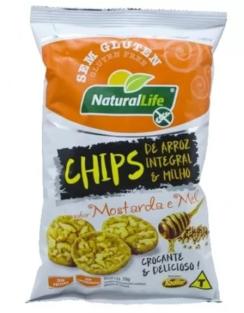 NATURALLIFE CHIPS ARROZ INT MILHO MOSTARDA E MEL S/G 70G