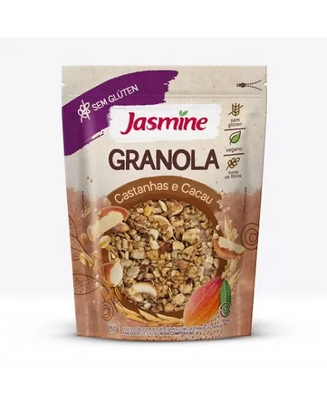 GRANOLA SEM GLÚTEN CASTANHA E CACAU 250G - JASMINE