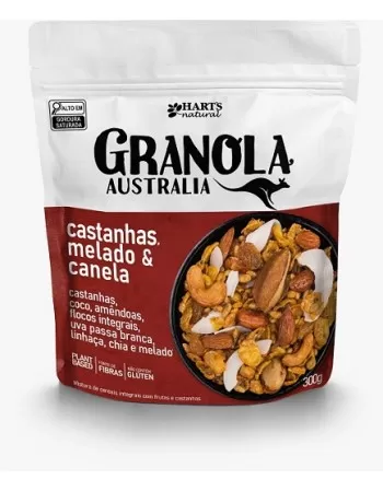 HARTS GRANOLA AUSTRALIA CASTANHA MELADO E CANELA 300G