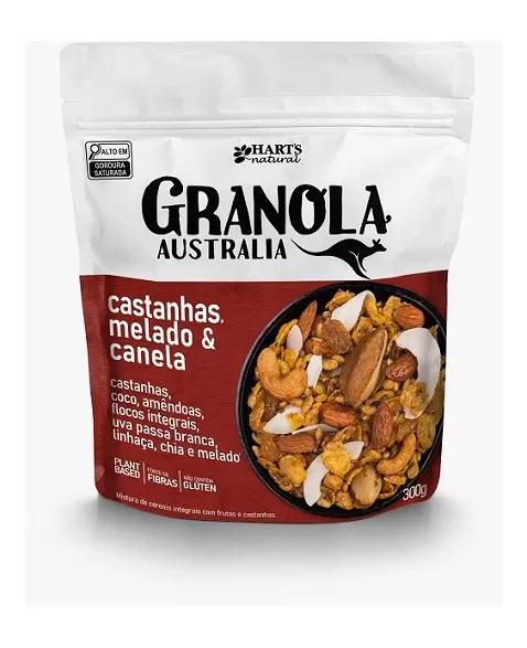 HARTS GRANOLA AUSTRALIA CASTANHA MELADO E CANELA 300G