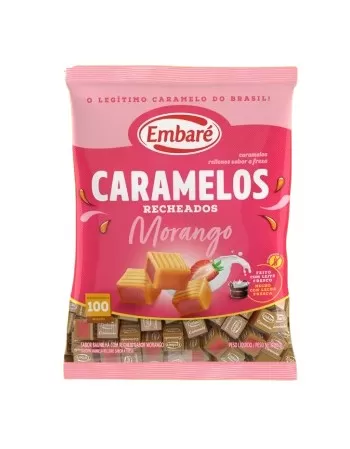 EMBARÉ BALA CARAMELO DE LEITE RECHEADO MORANGO 660G