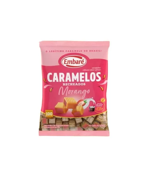 EMBARÉ BALA CARAMELO DE LEITE RECHEADO MORANGO 660G