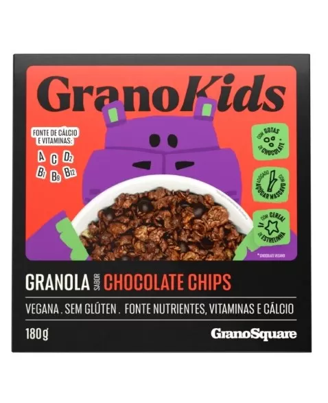 GRANO SQUARE GRANOLA KIDS CHOCOLATE CHIPS 180G