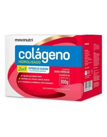 MAXINUTRI COLAGENO HIDROLISADO 2EM1 SACHE FRUTAS VERMELHAS 30X10G