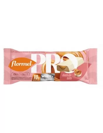 A barra de proteína com doce de leite é uma exclusividade Flormel! Ela é recheada com o tradicional doce de leite cremoso da Flo