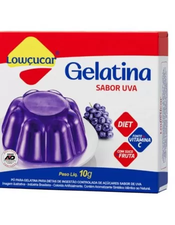 GELATINA COM STEVIA SABOR UVA ZERO AÇÚCAR 10G - LOWÇUCAR