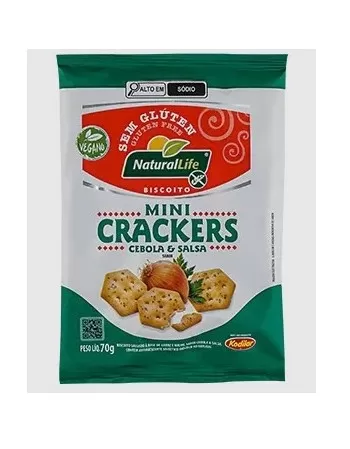 NATURALLIFE BISCOITO MINI CRACKERS CEBOLA SALSA VEGANO S/GLUTEN 70G