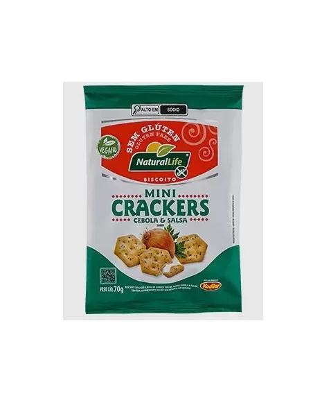 NATURALLIFE BISCOITO MINI CRACKERS CEBOLA SALSA VEGANO S/GLUTEN 70G