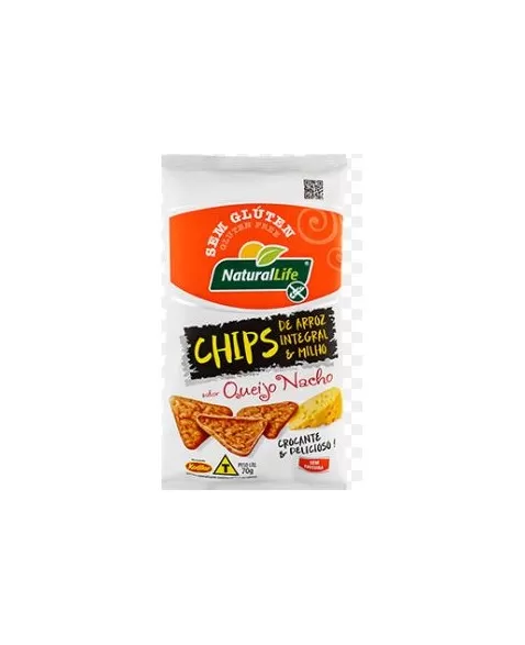 NATURALLIFE CHIPS ARROZ INT MILHO QUEIJO NACHO S/G 70G