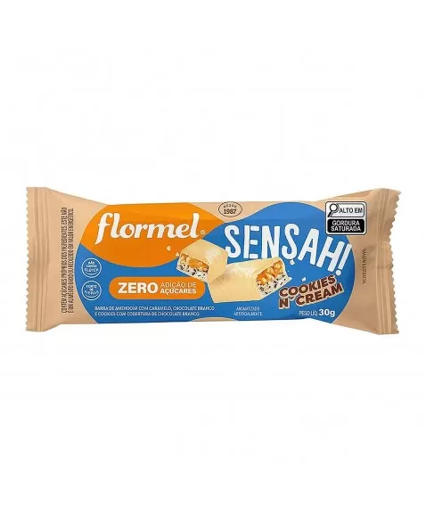 O chocolate mais sensacional da Flormel agora no sabor mais queridinho do Brasil, Sensah cookies n' cream. A massa de chocolate 