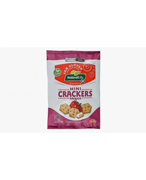 NATURALLIFE BISCOITO MINI CRACKERS PAPRICA VEGANO S/G 70G