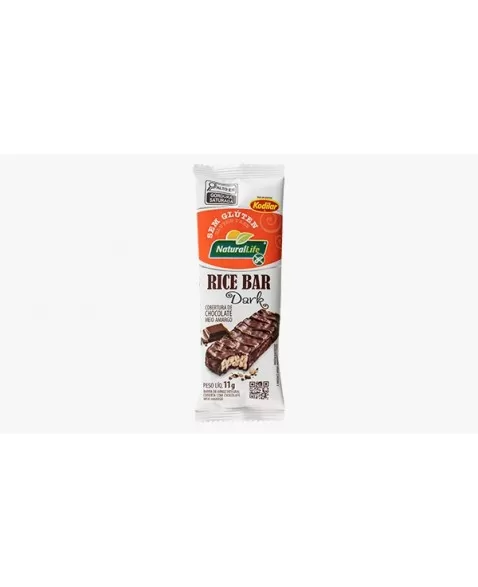 NATURALLIFE RICE BAR DARK C/COBERTURA CHOCOLATE MEIO AMARGO S/G 12X11G