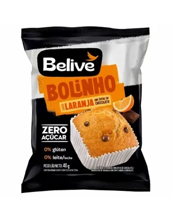 BELIVE BOLINHO LARANJA GOTAS CHOC ZERO DP 10X40G