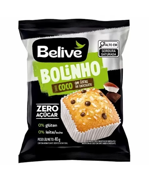 BELIVE BOLINHO COCO COM GOTAS DE CHOCOLATE S/G S/LACT DP 10X40G