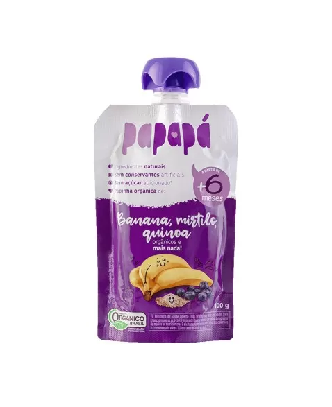 PAPAPA PAPINHA ORGANICA BANANA MIRTILO QUINOA 100G