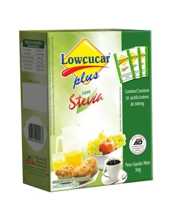 ADOÇANTE COM STEVIA PLUS ZERO AÇÚCAR SACHÊ 50X0,6G - LOWÇUCAR