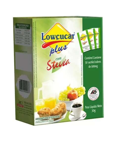 STEVIA PLUS ZERO SACHÊ 50X0,6G - LOWÇUCAR