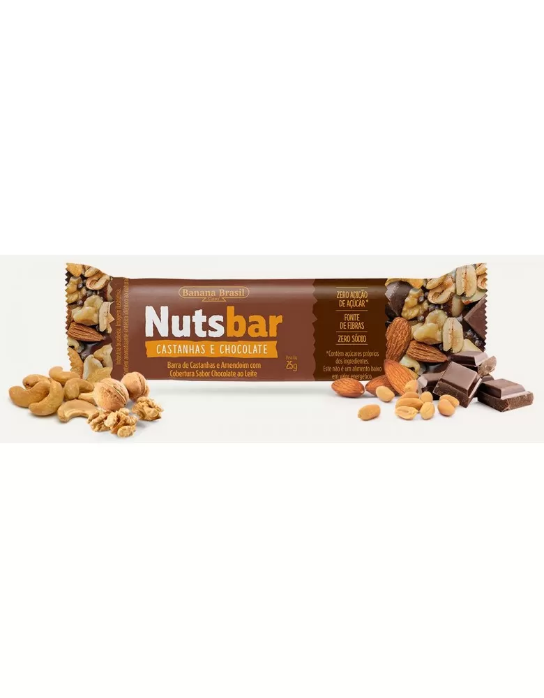 NUTS CHOCOLATE SEM GLÚTEN 12X25G - BANANA BRASIL