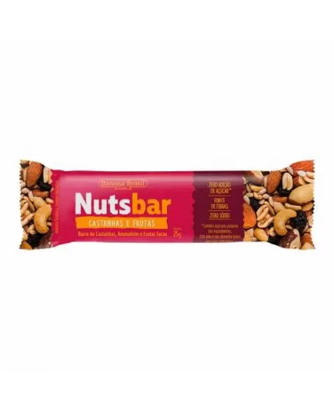 BARRA DE CASTANHAS E FRUTAS NUTS BAR SEM GLÚTEN 12X25G - BANANA BRASIL