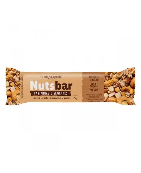 BARRA DE CASTANHAS E SEMENTES NUTS BAR SEM GLÚTEN - BANANA BRASIL